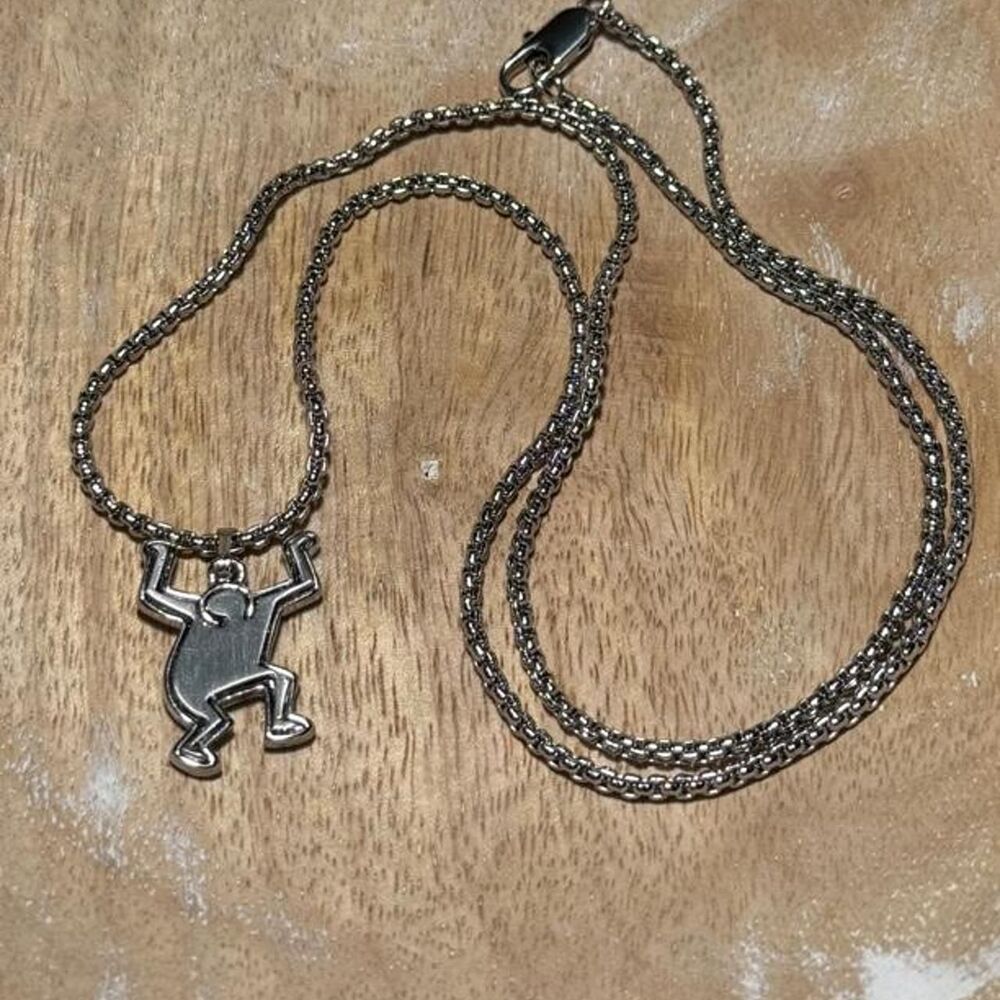 H&M x Keith Haring Dancing Man Silver Tone Necklace